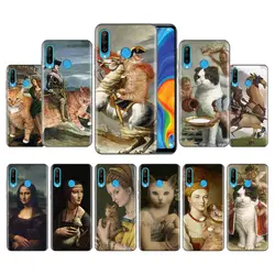 Силиконовый чехол Leonardo da Vinci Mona Lisa Pat с рисунком кота для huawei P30 P20 P10 P9 Lite Pro mate 10 20 30 Lite Pro 2017 2019