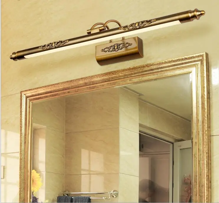 

NEW European antique LED mirror headlight moisture-proof bathroom wall lamp American retro rocker carved mirror cabinet lights