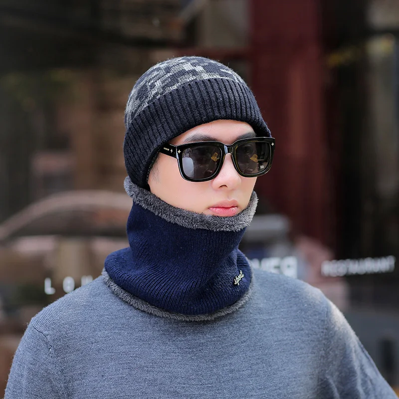 Мужские зимние вязаные шапочки Skullies камуфляжная набивная теплая ветрозащитная уличная модная шапка