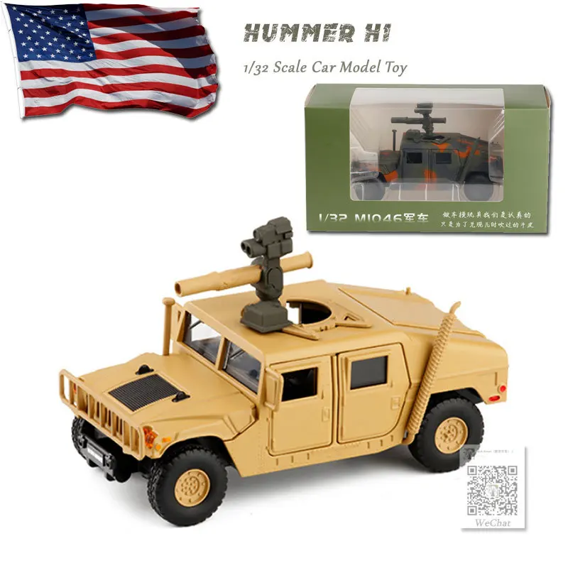 JK 1/32 масштаб военная модель игрушки армии США Hummer H1 SUV Звук Свет литья под давлением Металл тяните назад модель автомобиля игрушка для детей, подарок - Цвет: Desert Coating