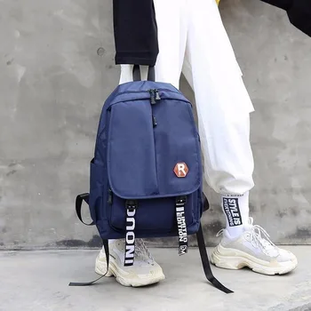 

2019 New European Off Men's White Backpack Casual Shoulder Travel Women's Nylon Backpack Men's Student Computer Bag Unisex