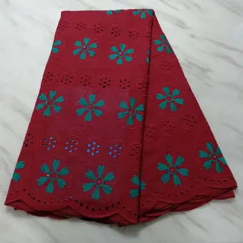 

High Quality Swiss Voile Laces Switzerland Cotton African Dry Cotton Lace Fabric 2019 Nigerian Voile Lace 5 yards RED