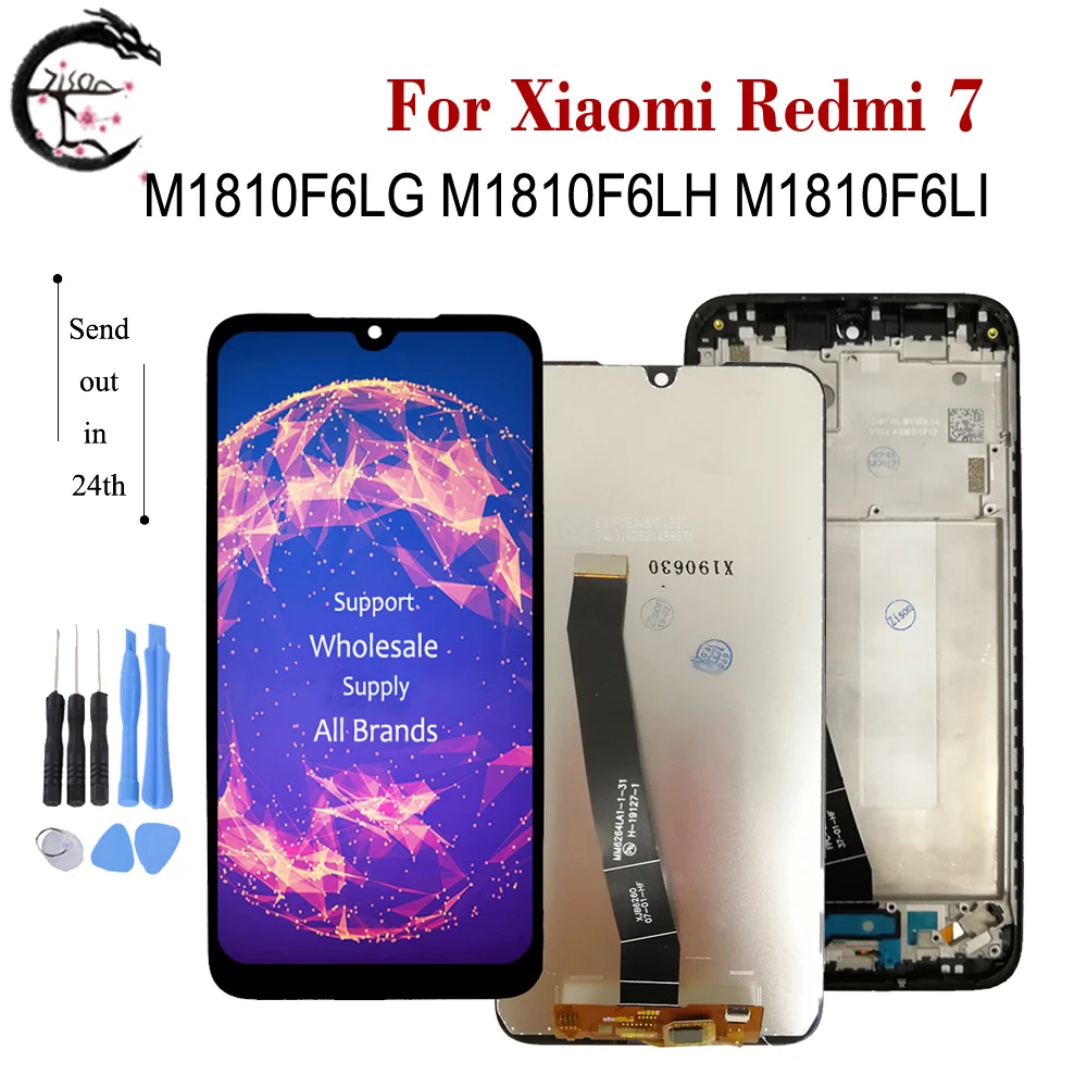 ЖК дисплей с рамкой для Xiaomi Redmi 7 M1810F6LG сенсорным датчиком дигитайзер в сборе