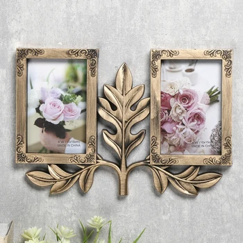 

Photo frame plastic for 2 photos 10x15 cm "Lush leaf" dark gold 22x33x2 cm 4293641