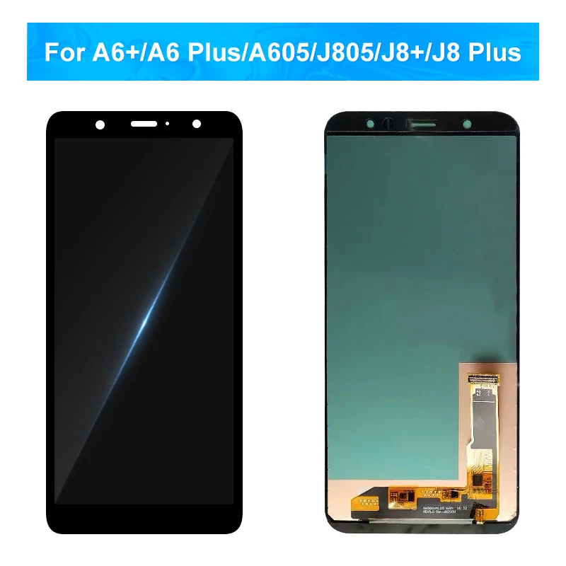6," Super AMOLED для samsung Galaxy A6 Plus lcd A6+ A605 дисплей кодирующий преобразователь сенсорного экрана в сборе для Galaxy J8+ J8 Plus дисплей