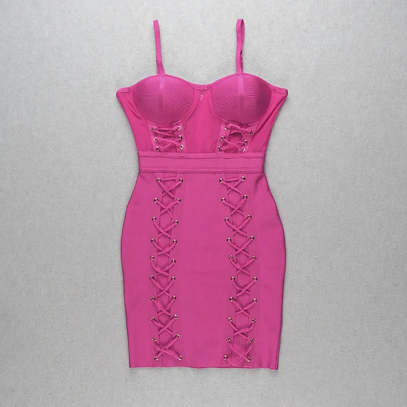 Новейшее женское платье желтые и розовые красные тонкие лямки Вязание мини сексуальный коктейль со знаменитостями вечерние Бандажное платье