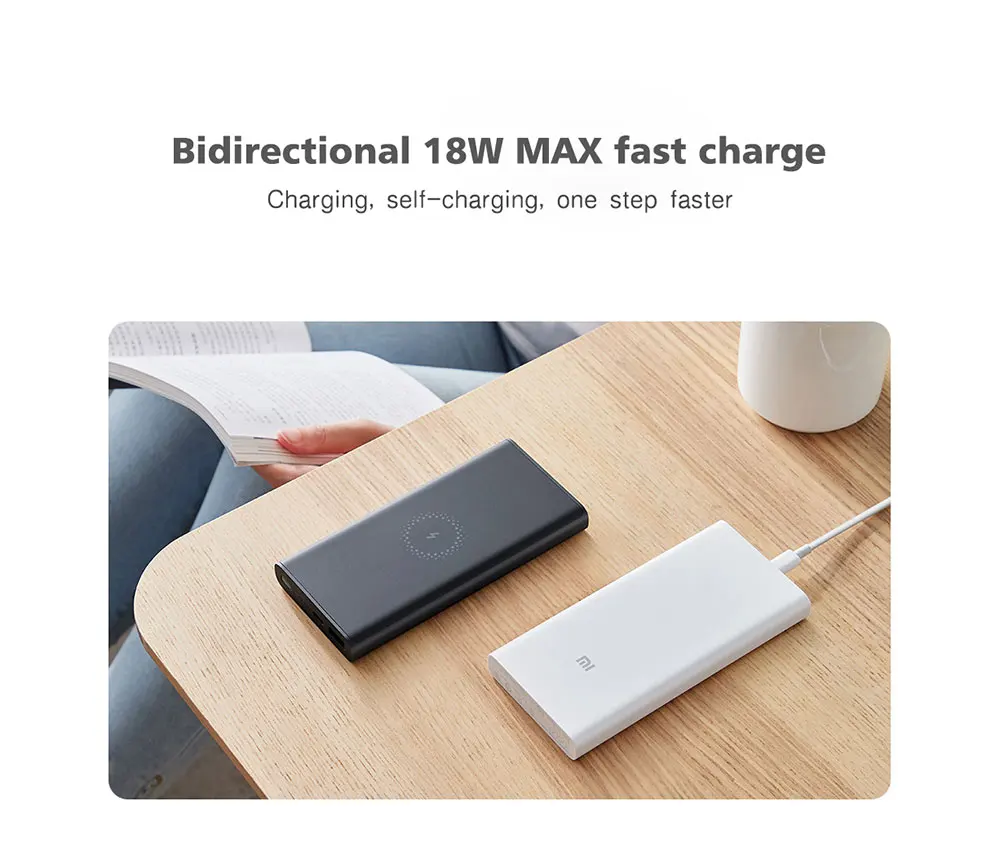 Xiaomi 10000mAh беспроводной внешний аккумулятор Молодежная версия 10 Вт Выход Двусторонняя Быстрая зарядка внешняя батарея для iPhone11 samsung