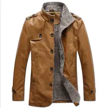 Новая мода, мужские зимние топы, длинный рукав, меховой пояс, искусственная кожа, куртка с высоким воротом, овчина, пальто, шерстяная подкладка, куртка-бомбер для мужчин, DB028