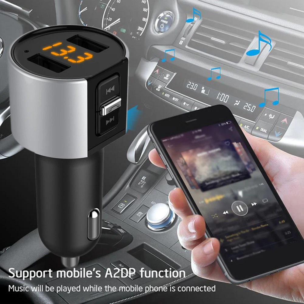 C26S автомобиля Bluetooth FM передатчик 5В/3.4A двойной usb-порт для зарядки поддержка карт флеш-накопителей музыка MP3 плеер передатчик для автомобиля телефонные звонки в режиме Hands-free