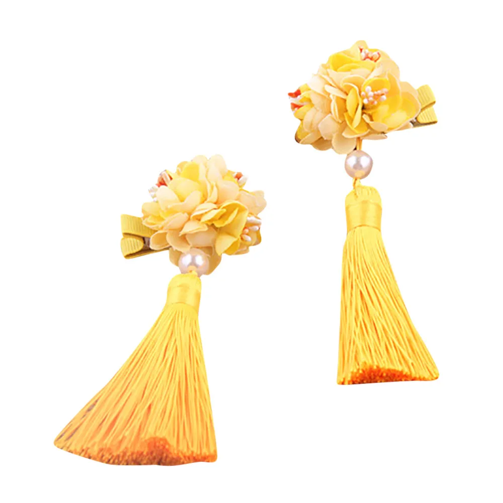  Chinses Retro Long Tassels Hairclip Girl tassel meatball hair clip lady little girl jewelry Girl Hair Decoration