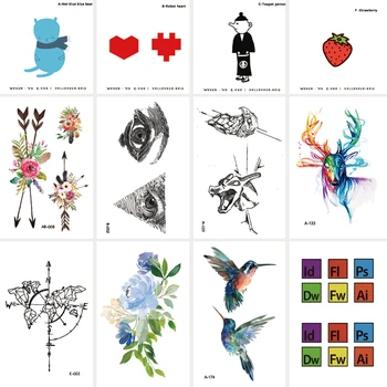 

WYUEN 30 Sheets/lot Special Original Waterproof Temporary Tattoo Sticker for Adults Kids Body Art Fake Women Tattoos HH-006