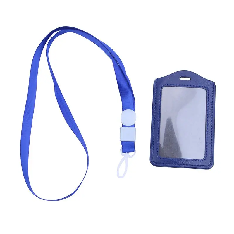 NEW-10Pcs из искусственной кожи карман ID карты Пасс Чехлы для бейджа чехол с шнурок для шейного ремешка, вертикальный