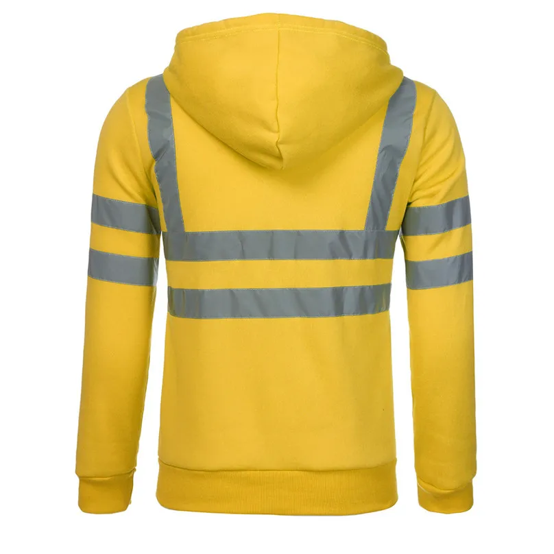 Mens Cycling jacket hood Windproof Road Work High Visibility Pullover Long Sleeve Hooded Sweatshirt Tops Blouse jacket &3S11 (26)