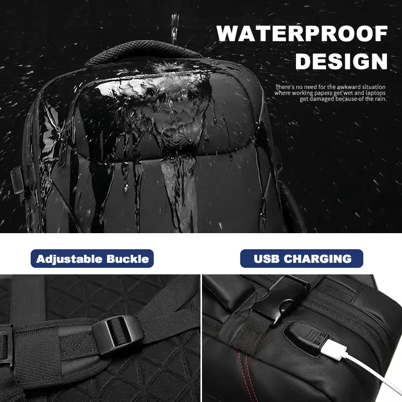 men's pvc waterproof usb charging male laptop casual travel bag