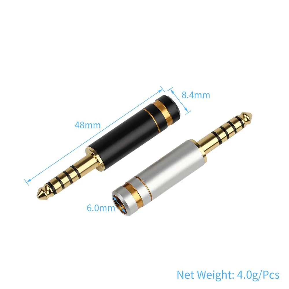 5PCS Audio Jack 4 4mm 5Pole Balanced plug Copper Gold Plated Stereo Headphone Connector Aluminum Alloy Speaker Plug Adapter