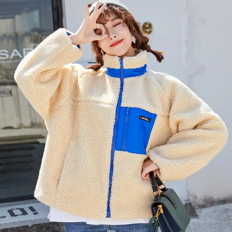 ##BUY 2019 Winter Warm Jacket Women Kawaii Faux Fur Coat Female Zipper Fleece Fur Jacket Korean Oversize Women Plush Thicken Overcoat