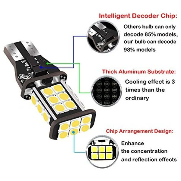 1 шт. безотказный 921 912 T10 T15 W16W светодиодный светильник заднего хода 24Smd 3030