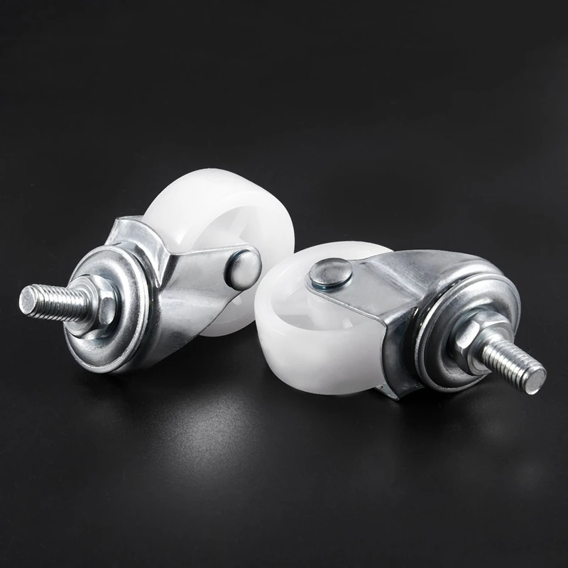 4pcs Market Cart 8mm Thread Dia 1.5 inch Rotary Round Wheel Swivel Caster