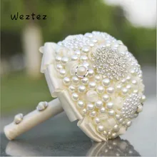 Букеты невесты фестиваль цветов с длинным рукавом слоновая кость кремовый жемчуг Кристальные Свадебные букеты SPH195