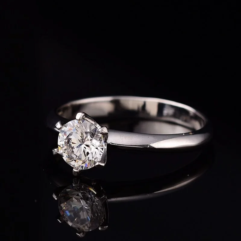 Круглое серебряное кольцо из серебра S925 пробы, 1.00ct D VVS, роскошные кольца из серебра 925 пробы для женщин