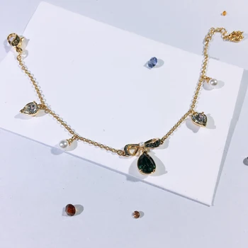 

High quality SWA. {new style} green bow-knot water droplet perforated Bracelet