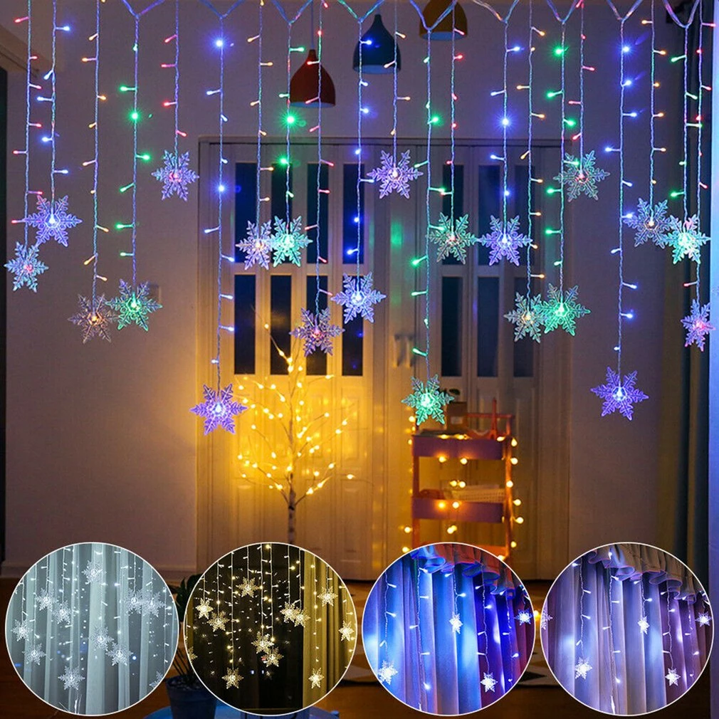 LED Snowflake Fairy String Lights Curtain Window Christmas Party Wedding Decor LED Snowflake Fairy String Lights Curtain Window Christmas Party Wedding Decor