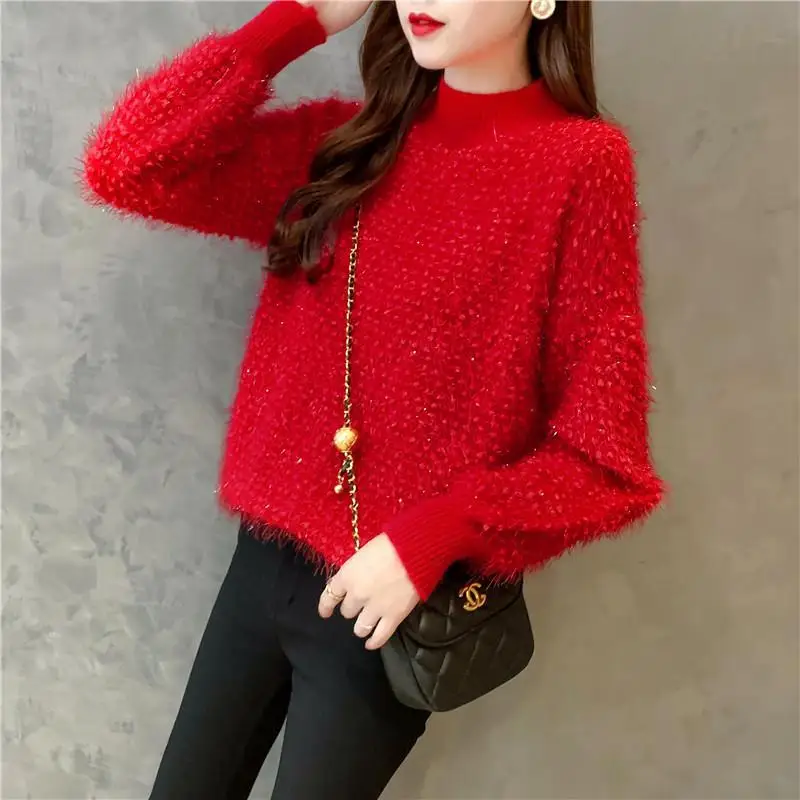 Ladies Sweaters 2022 Autumn Winter New Knitted Sweater Female Pullover  Loose Tops Fashion Warm Large Size Sweater Women Top turtleneck sweater