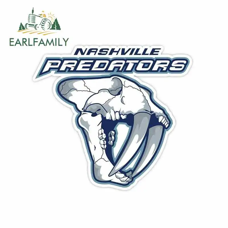 

EARLFAMILY 13cm x 12cm for Nashville Predators Hockey Logo Funny Car Stickers JDM Trunk RV VAN Car Accessories Vinyl Graphics