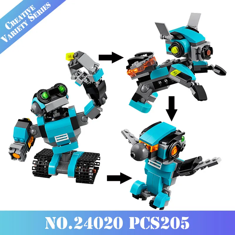 

Technic Robot Explorer Dog Bird and Robot 3-in-1 Creator Transformation Model With LED Light Set Building Blocks Children's Toys