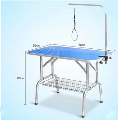 

Foldable Stainless Steel Pet Grooming Table for Small Pet Portable Operating Table Rubber Surface Bath Desk 150kg Bearing