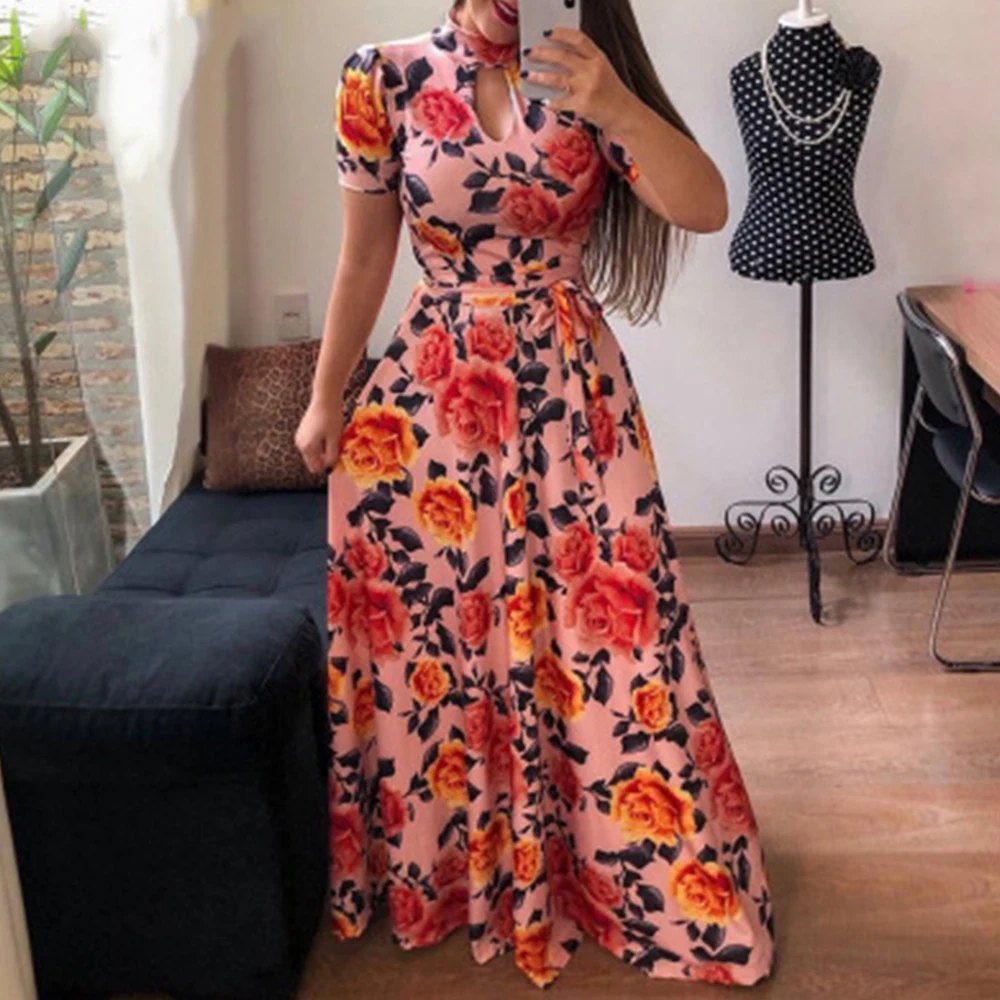 LASPERAL/повседневное женское летнее платье с принтом, халат Femme Vestido, Женский пуловер, большие размеры, уличная одежда, длинное Бандажное Платье Макси