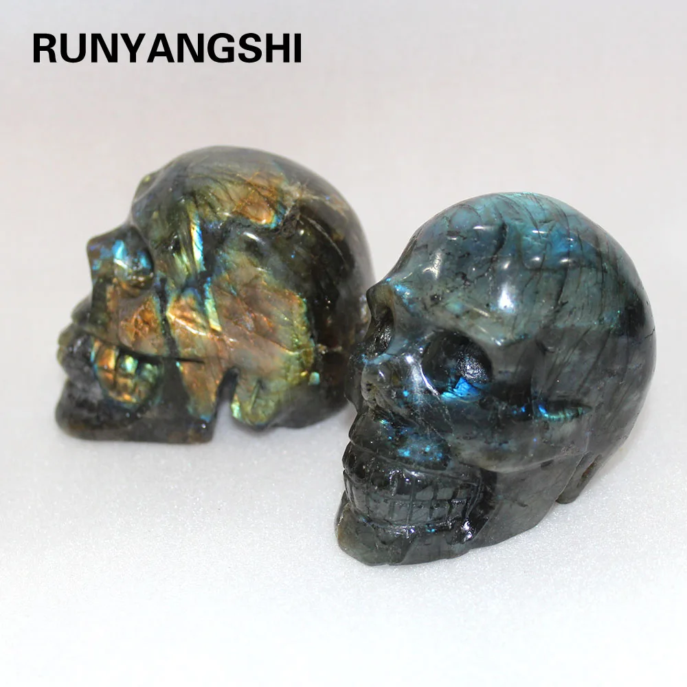 Runyangshi 1 шт. натуральный кварц индивидуальные высококачественные тонкие Резные черепа Материал pull feldspar кристалл