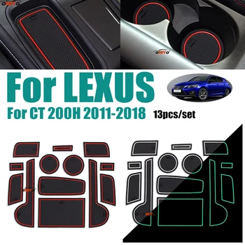 

13pcs/set Silicone Rubber Grid Non-slip Slot Gate Pad Mat Accessor For LEXUS CT 200H 2011-2018Door Groove Mat Red/white/luminous