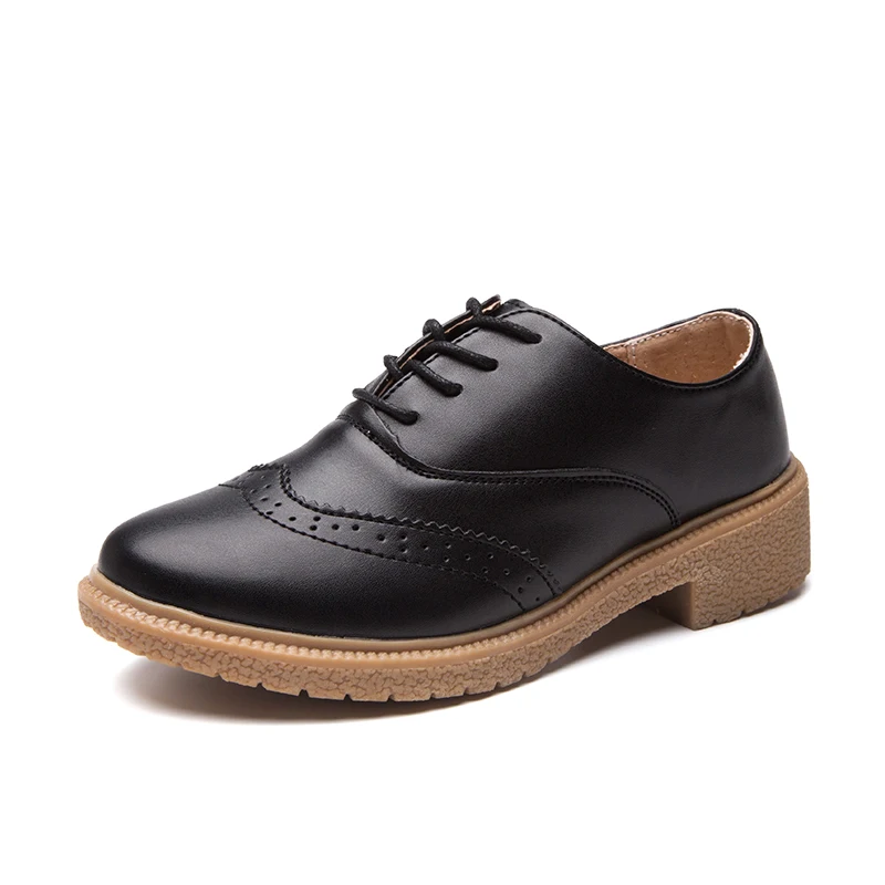 elegant women leather dress footwear ladies classical brogue oxfords trend designer female school moccasins lady height shoes  (5)