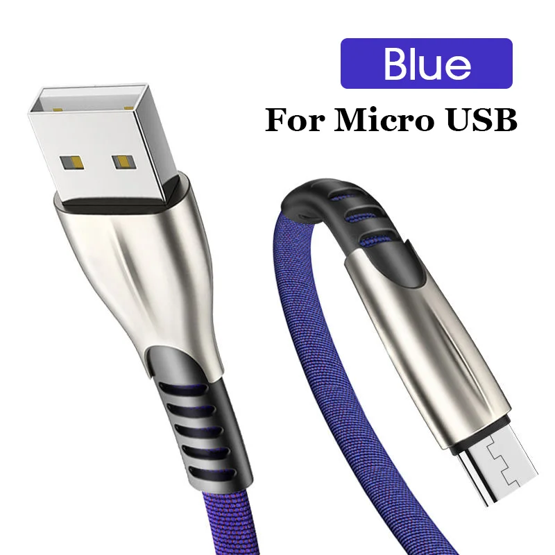 Blue-Micro Кабель для быстрой зарядки Micro usb type C USBC кабель IOS высокоскоростной шнур для зарядки данных кабель для зарядки смартфонов type-C USBC - Цвет: Blue-Micro