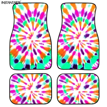 

INSTANTARTS Colorful Tie Dye Print Brand Designer Car Floor Mats All Weather Set of 4 Car SUV Truck Floor Mat for Car Carpet Rug