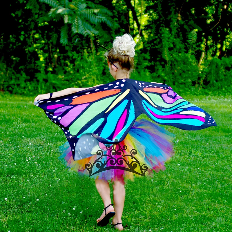 Bright Rainbow Butterfly Tutu Dress Little Kids Girls Halloween Costume Outfit Children Birthday Party Beach Holiday Tulle Dresses (7)