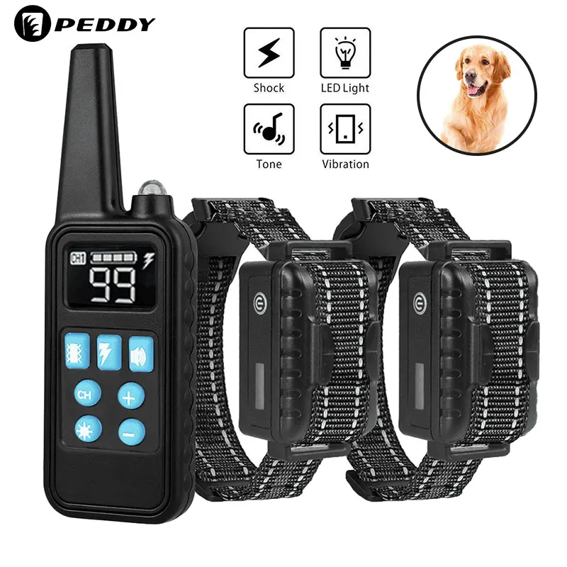 800M Electric Remote Dog Collar Pet Waterproof Rechargeable with LCD Display for All Size Shock Vibration Sound Dog Training