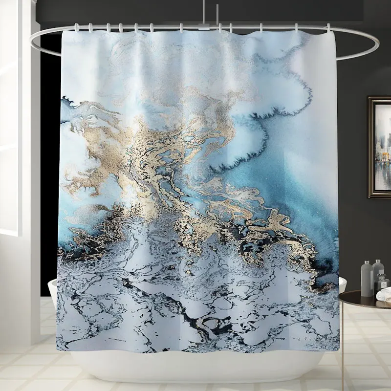Моющийся материал шторка для ванной наборы штор для душа с ковриком плесени доказательство занавес для ванной полосатый узор домашнее украшение DW041 - Цвет: 1pc shower curtain