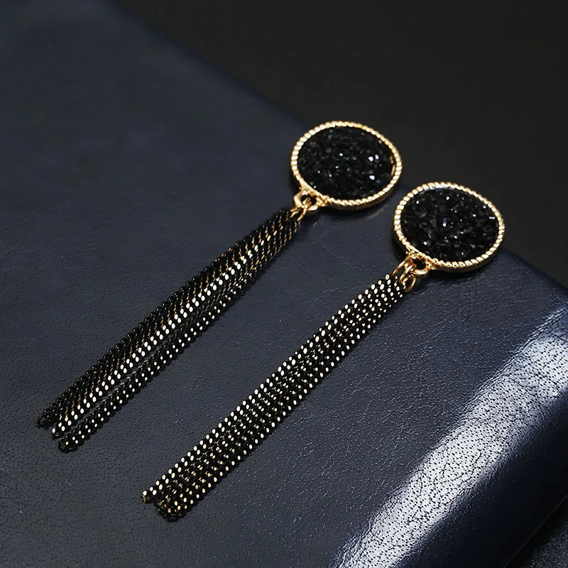 Корейские массивные черные акриловые Висячие серьги для женщин модные ювелирные изделия винтажные геометрические золотые асимметричные серьги - Окраска металла: ez98