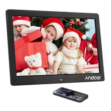 Andoer светодиодный широкий экран Цифровая фоторамка 1" HD MP3 MP4 Picture плеер электронные часы/календарь с дистанционным управлением подарок
