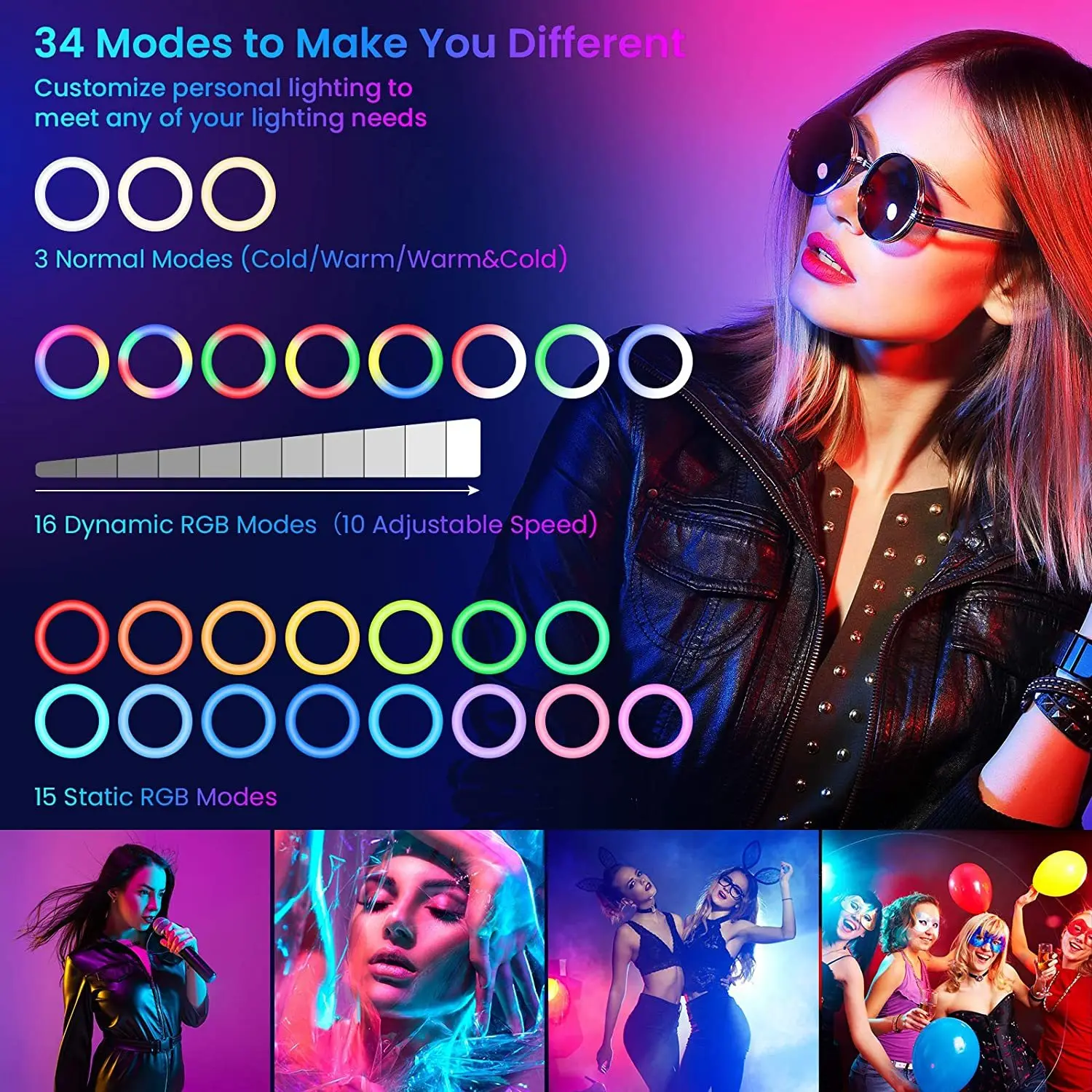 Anel de Luz Suporte com Luz de Led para Preenchimento para Fotografia Rgb com Tripé Luz para Gravação de Vídeo ao Vivo Maquiagem Circular ou - Image 2