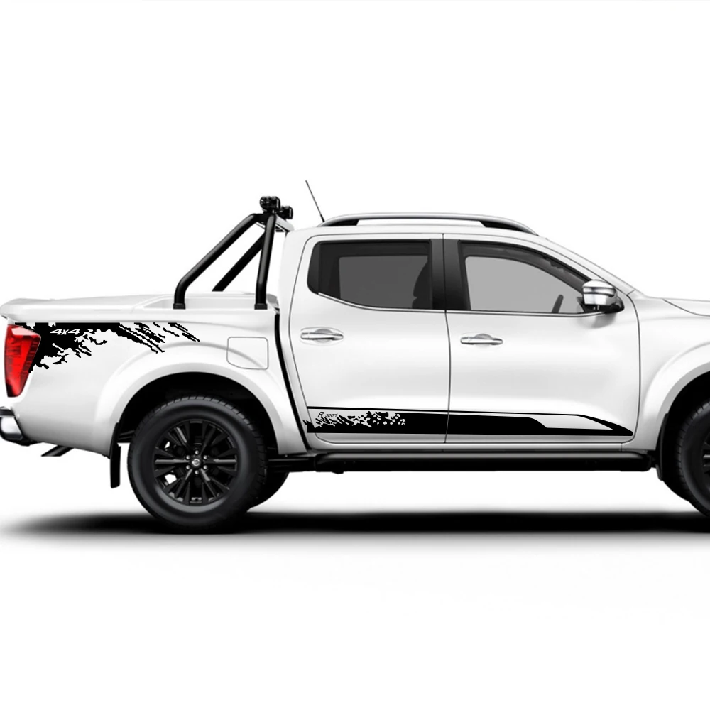 2 шт., автомобильные боковые наклейки, стильные для Nissan NAVARA NP300, Авто Виниловая пленка, декоративная наклейка, сделай сам, спортивный стиль, аксессуары для тюнинга автомобиля