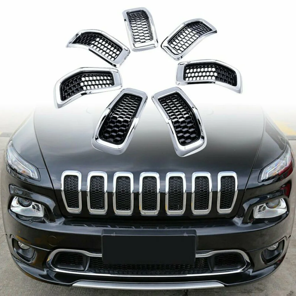 

For Jeep Cherokee 2014-2018 Car Honeycomb Grid Grill Insert Cover Trim Parts 7x