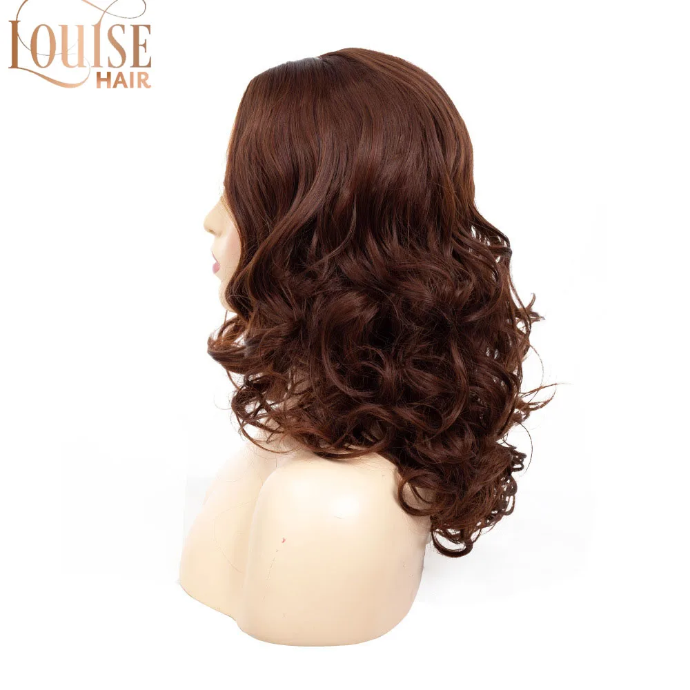 Женский парик из натуральных коротких кудрявых волос Louise коричневый