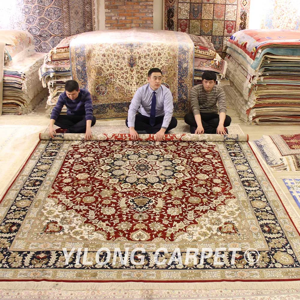 Красный и синий коврик ручной работы YILONG 9 'x 12' восточные персидские ковры