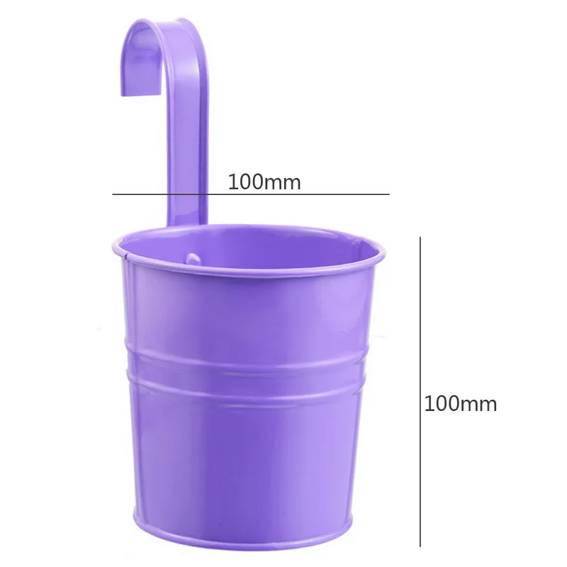 purple 10 цветов подвесной цветочный горшок крюк настенные горшки ведро Железный цветок держатель балкон садовый горшок домашний декор растительные горшки - Цвет: purple