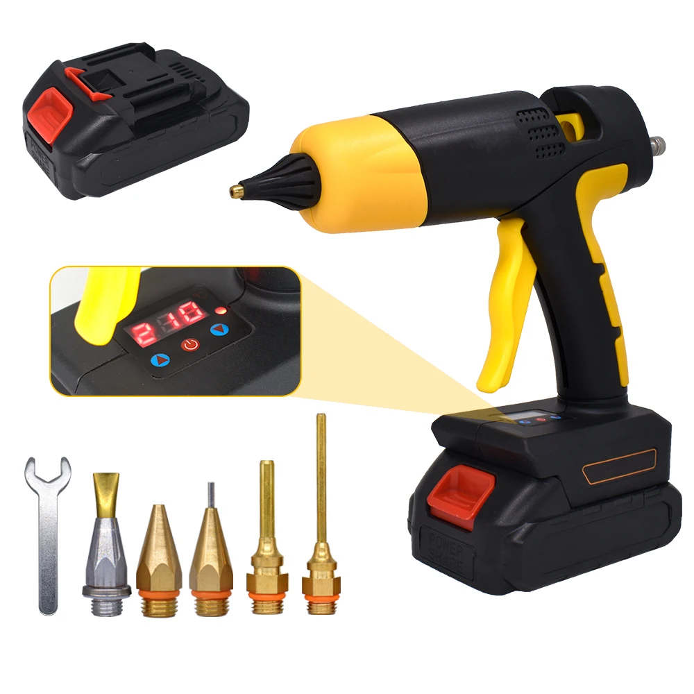 Cordless Hot Glue Gun 21V 120W digital display thermostat Replaceable battery 11mm Glue Sticks Pure copper nozzle