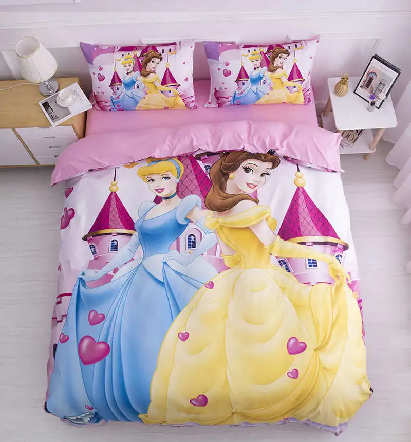 con estampado «Princesa Rosa»: Sábana encimera de 155 x 280 cm 1 Funda de almohada Disney Sábana bajera de 90 x 200 cm Juego de Sábanas para cama individual 