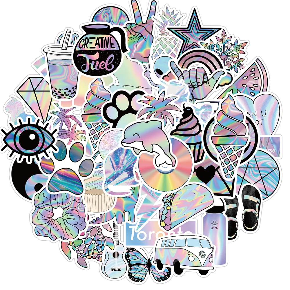 

50 шт., лазерные наклейки для девочек